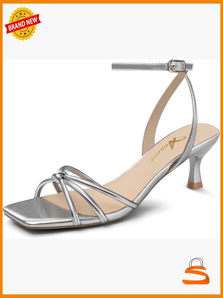 Square Open Toe Strappy Kitten Heels Ankle Strap Dress Heeled Sandals